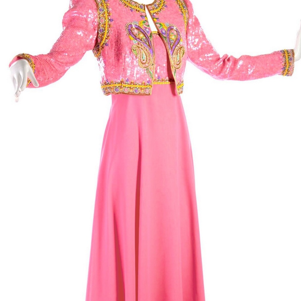 Elegant Richelene Vintage Beaded Pink Dress and Jacket